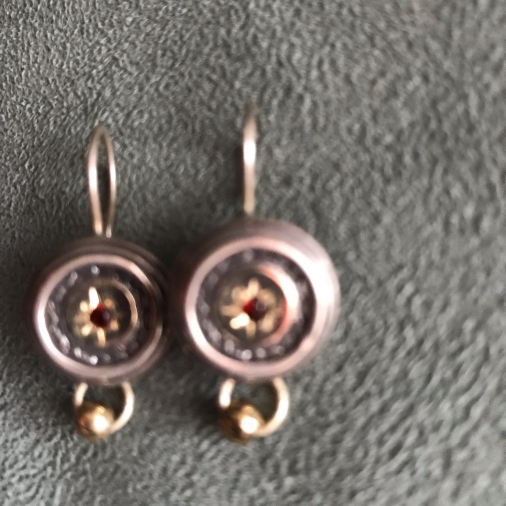 Silver Earrings With Ruby - image 2